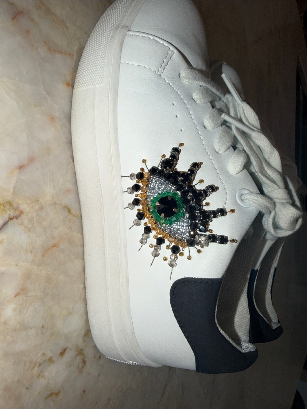 Little girls Sneaker with Embellished Eye Accent size 3